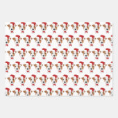 Cute Jack Russell & Red Pattern - Kerstmis Inpakpapier Vel (Voorkant)