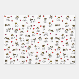 Cute Jack Russell Terrier Cartoon Cadeaupapier Set