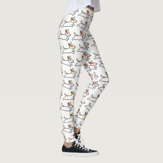 Cute Jack Russell Terrier Cartoon Dogs Pattern Leggings (Rechts)