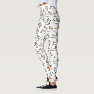 Cute Jack Russell Terrier Cartoon Dogs Pattern Leggings