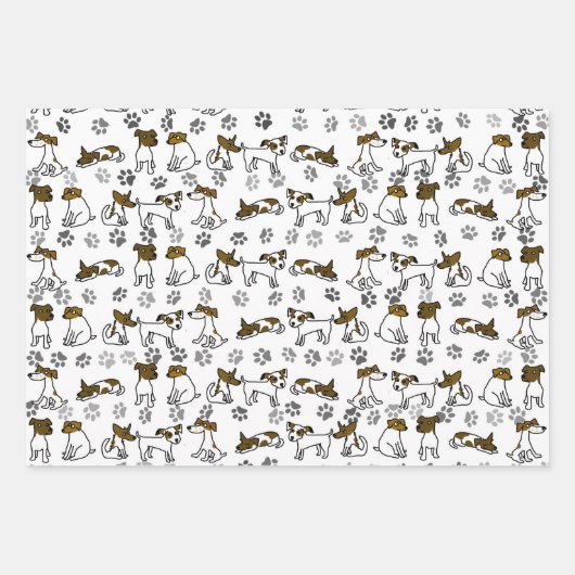 Cute Jack Russell Terrier Cartoon Gift Wrap Set Inpakpapier Vel (Voorkant 2)