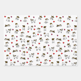 Cute Jack Russell Terrier Cartoon Gift Wrap Set Inpakpapier Vel