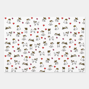 Cute Jack Russell Terrier Cartoon Gift Wrap Set Inpakpapier Vel