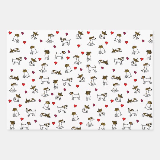Cute Jack Russell Terrier Cartoon Gift Wrap Set Inpakpapier Vel (Voorkant)