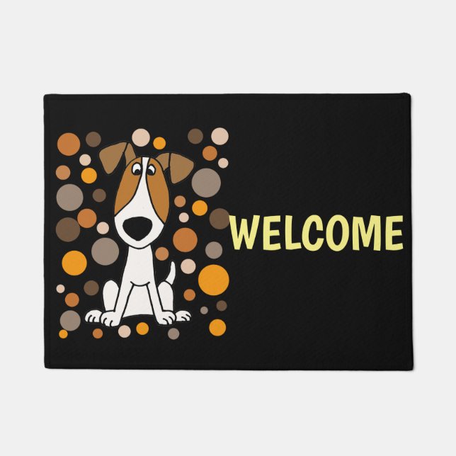 Cute Jack Russell Terrier Dog en Circles Art Deurmat (Voorkant)
