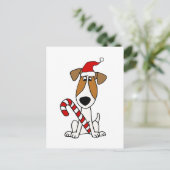 Cute Jack Russell Terrier in Santa Hat Kerstmis Briefkaart (Staand voorkant)