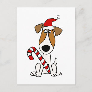 Cute Jack Russell Terrier in Santa Hat Kerstmis Briefkaart