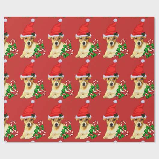 Cute Jack Russell Terrier Kerstmis Cadeaupapier (Vlak)