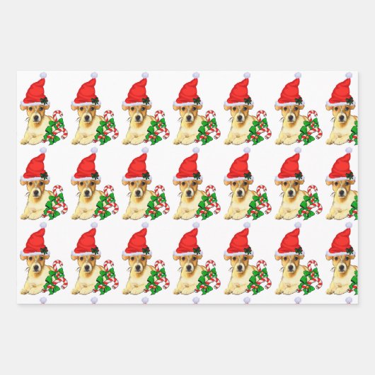 Cute Jack Russell Terrier Kerstmis Inpakpapier Vel (Voorkant 3)
