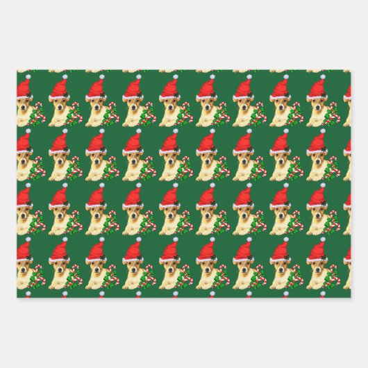 Cute Jack Russell Terrier Kerstmis Inpakpapier Vel (Voorkant 2)