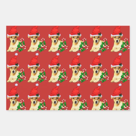 Cute Jack Russell Terrier Kerstmis Inpakpapier Vel (Voorkant)