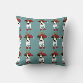 Cute Jack Russell Terrier Kerstmis Kussen