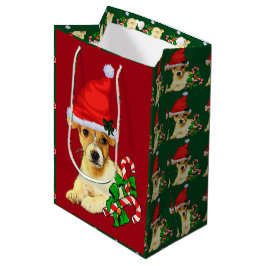 Cute Jack Russell Terrier Kerstmis Medium Cadeauzakje
