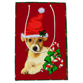 Cute Jack Russell Terrier Kerstmis Medium Cadeauzakje