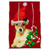 Cute Jack Russell Terrier Kerstmis Medium Cadeauzakje (Achterkant)