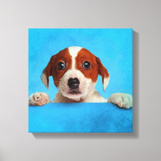 Cute Jack Russell Terrier Puppy Canvas Afdruk (Voorkant)