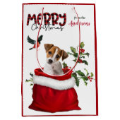Cute Jack Russell Terrier Puppy Dog Kerstmis Medium Cadeauzakje (Voorkant)