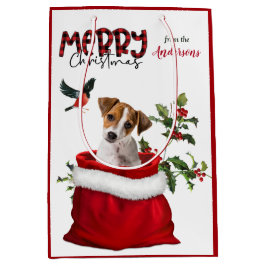 Cute Jack Russell Terrier Puppy Dog Kerstmis Medium Cadeauzakje