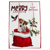 Cute Jack Russell Terrier Puppy Dog Kerstmis Medium Cadeauzakje (Achterkant)