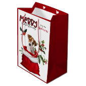 Cute Jack Russell Terrier Puppy Dog Kerstmis Medium Cadeauzakje (Achterkant Gekanteld)