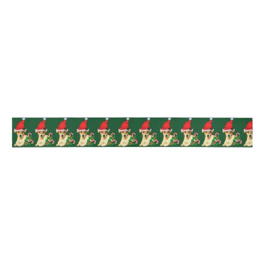 Cute Jack Russell Terrier Puppy Kerstmis Grosgrain Lint (Voorkant)