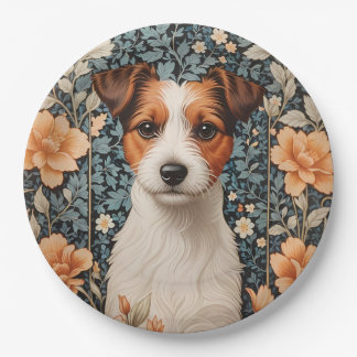 Cute Jack Russell Terrier William Morris Inspired Papieren Bordje