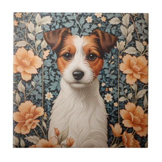 Cute Jack Russell Terrier William Morris Inspired Tegeltje