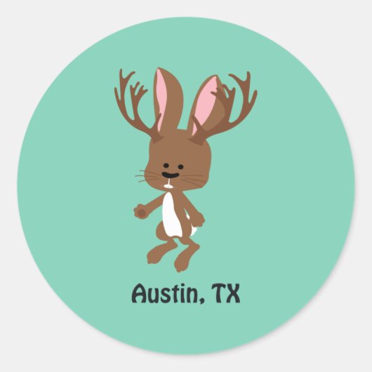Cute Jackalope - Austin, Texas Ronde Sticker (Voorkant)