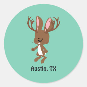 Cute Jackalope - Austin, Texas Ronde Sticker