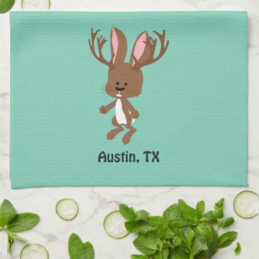 Cute Jackalope - Austin, Texas Theedoek (Gevouwen)