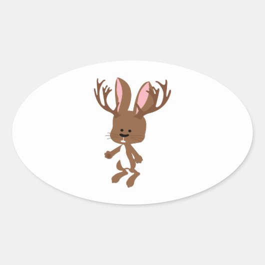 Cute Jackalope Ovale Sticker (Voorkant)