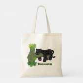 Cute jaguar black panther cartoon illustration tote bag (Achterkant)