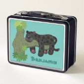 Cute jaguar black panther cat cartoon illustratie (Achterkant)