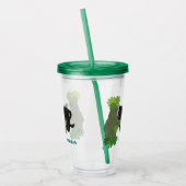 Cute jaguar black panther cat cartoon illustratie acryl drinkbeker (Links)