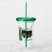 Cute jaguar black panther cat cartoon illustratie acryl drinkbeker (Voorkant)