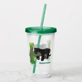 Cute jaguar black panther cat cartoon illustratie acryl drinkbeker (Achterkant)
