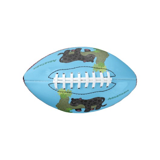 Cute jaguar black panther cat cartoon illustratie american football (Voorkant)