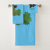 Cute jaguar black panther cat cartoon illustratie bad handdoek (Insitu)