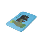Cute jaguar black panther cat cartoon illustratie badmat (Gekanteld)