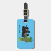 Cute jaguar black panther cat cartoon illustratie bagagelabel (Voorkant verticaal)