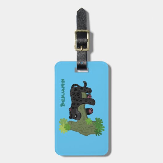 Cute jaguar black panther cat cartoon illustratie bagagelabel (Voorkant verticaal)