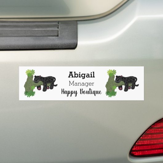 Cute jaguar black panther cat cartoon illustratie bumpersticker (Op auto)