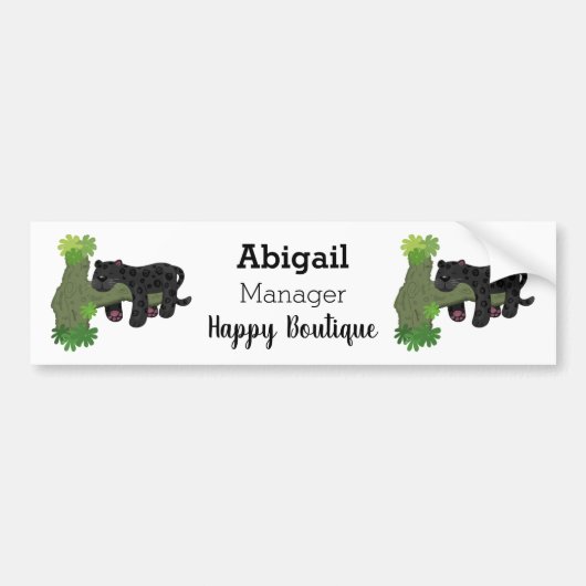Cute jaguar black panther cat cartoon illustratie bumpersticker (Voorkant)