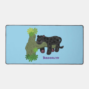 Cute jaguar black panther cat cartoon illustratie bureaumat