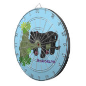 Cute jaguar black panther cat cartoon illustratie dartbord (Voorkant Rechts)