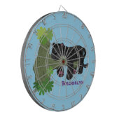 Cute jaguar black panther cat cartoon illustratie dartbord (Voorkant Links)