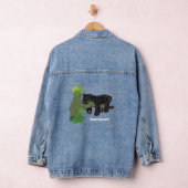 Cute jaguar black panther cat cartoon illustratie denim jacket (Hangar)