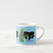 Cute jaguar black panther cat cartoon illustratie espresso kop (Rechts)