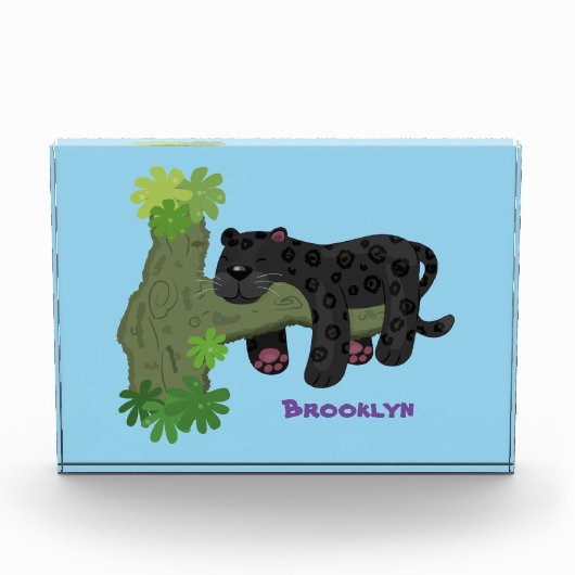 Cute jaguar black panther cat cartoon illustratie fotoblokken (Voorkant)