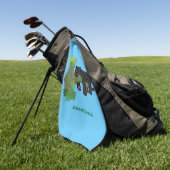 Cute jaguar black panther cat cartoon illustratie golfhanddoek (Groen)